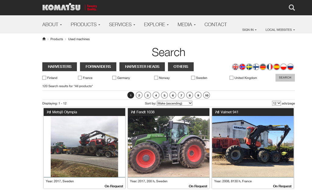 New site for used machines at Komatsu Forest New site for used machines at Komatsu Forest